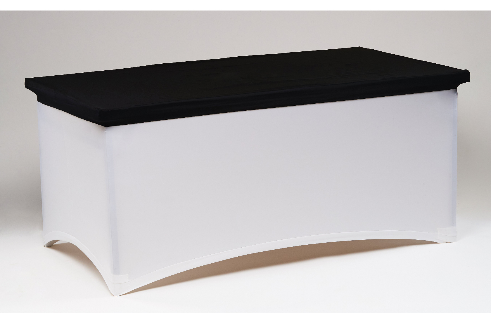 Fehér spandex táblaasztal huzat 125x90 cm+ fekete kupak